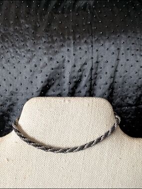 Braided Silver-Tone And Black Rope Bracelet